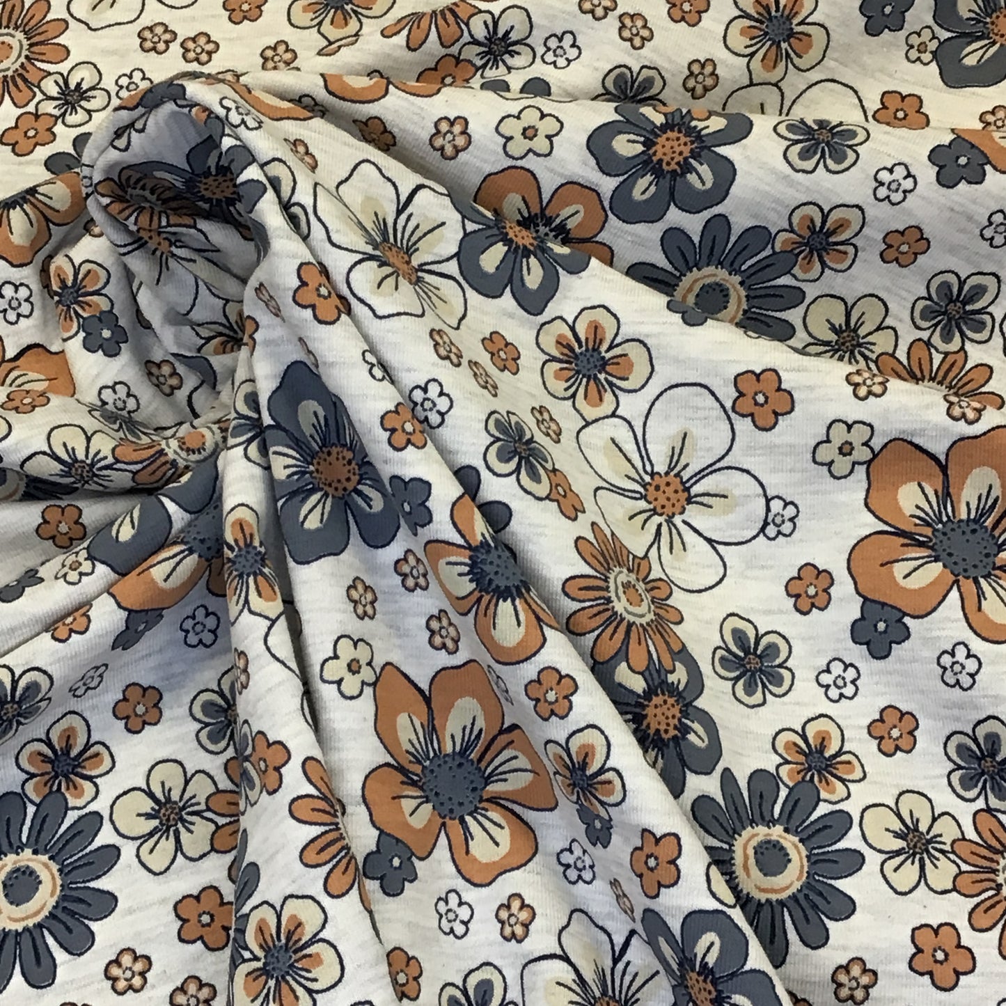 Cotton/Poly Jersey Fabric - Retro Daisies