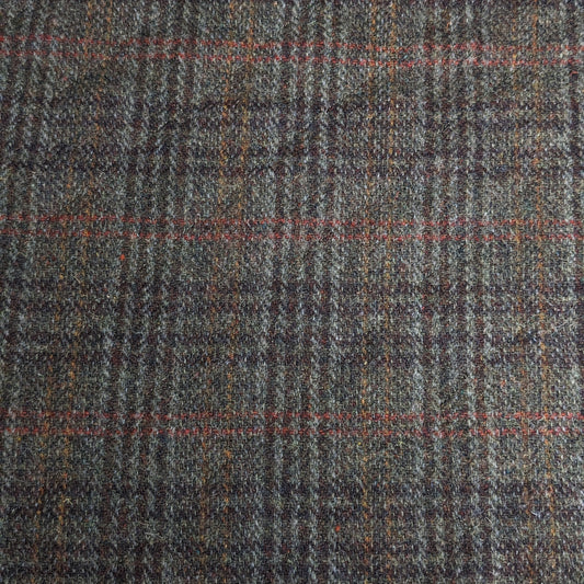 Pre Quilted 100 % Wool Tweed Fabric - Brown Check