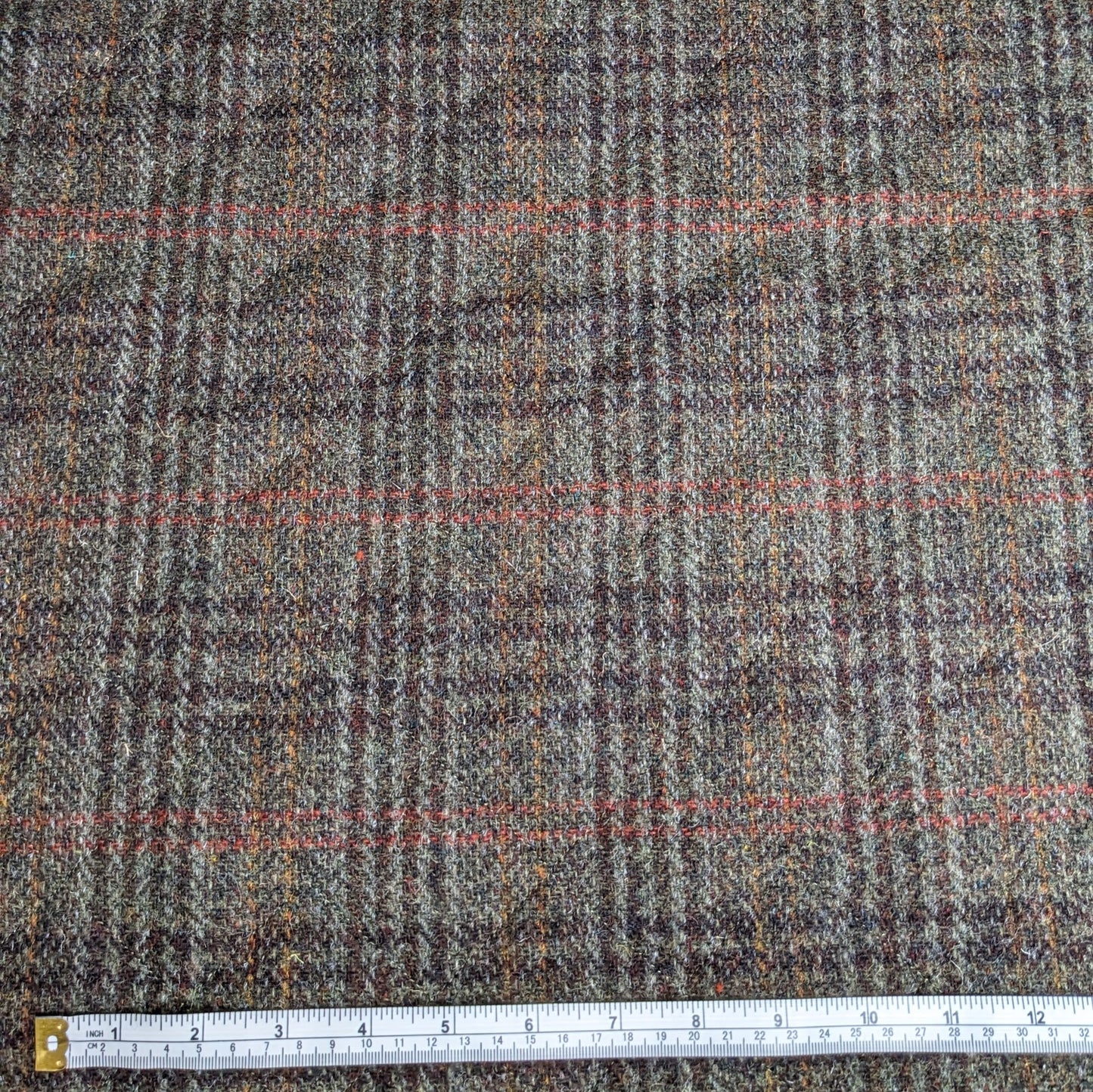 Pre Quilted 100 % Wool Tweed Fabric - Brown Check