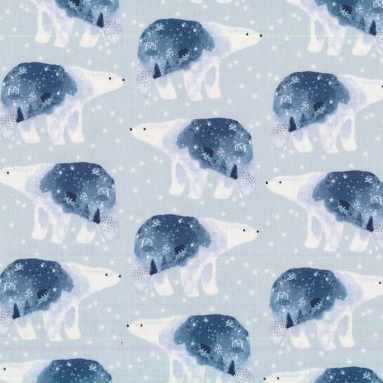 Dear Stella Fabric - Brave Enough to Dream - Polar Bears on Blue