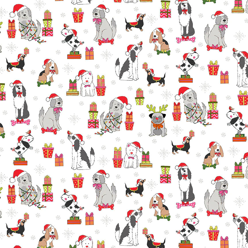 Makower Fabric - Yappy Christmas - Dog Scatter