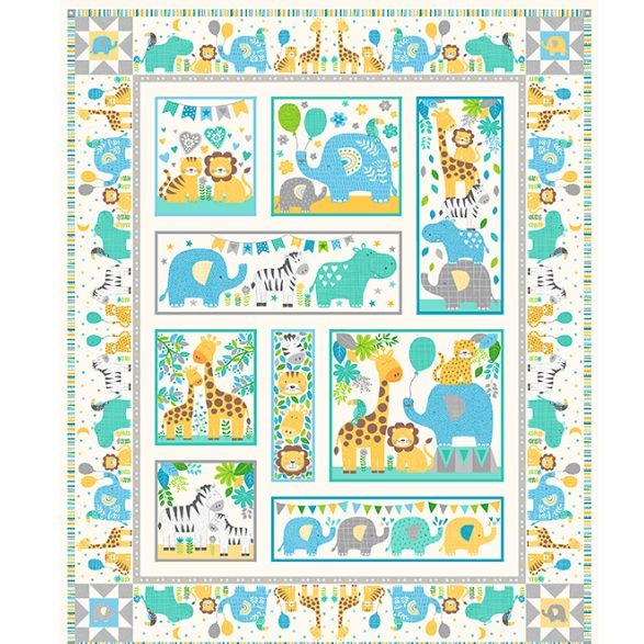 Makower - In the Jungle - Cot Quilt Fabric Panel